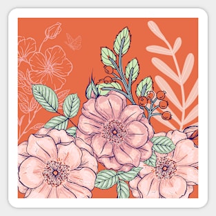 Floral Paradise_Orange Background Sticker